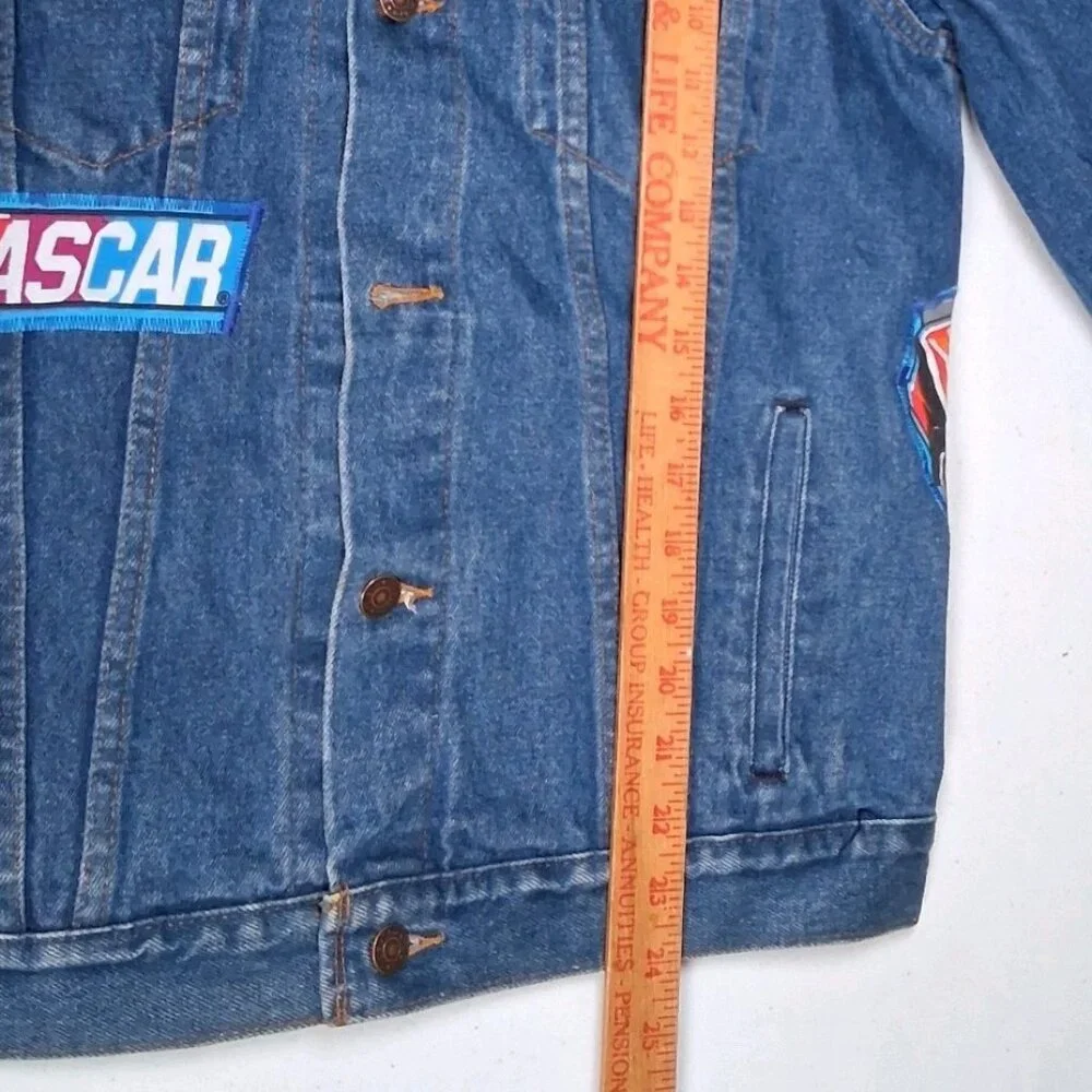 Reworked NASCAR Jean Jacket Size 40 Race Car Auto Racing Upcycled Denim - Picture 3 of 16
